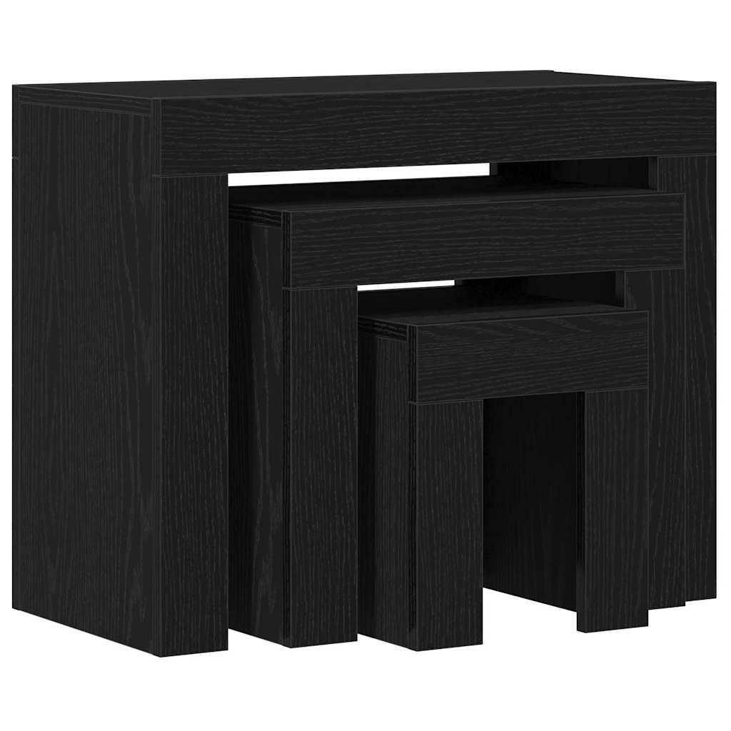Stolovi za slaganje 3 pcs Crni hrast Konstruirano drvo