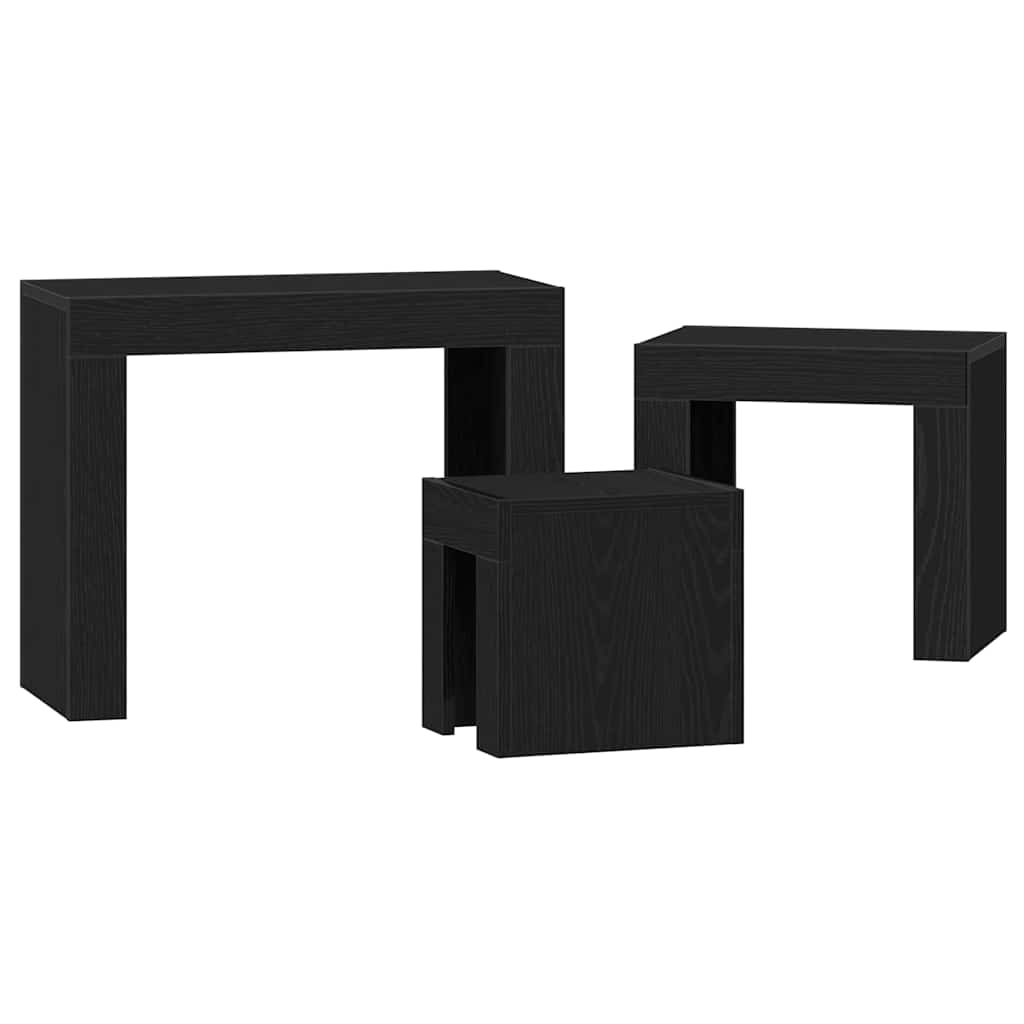 Stolovi za slaganje 3 pcs Crni hrast Konstruirano drvo