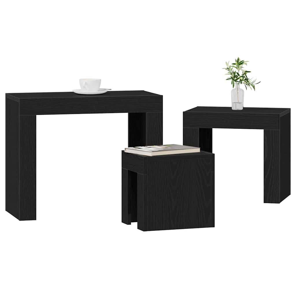 Stolovi za slaganje 3 pcs Crni hrast Konstruirano drvo