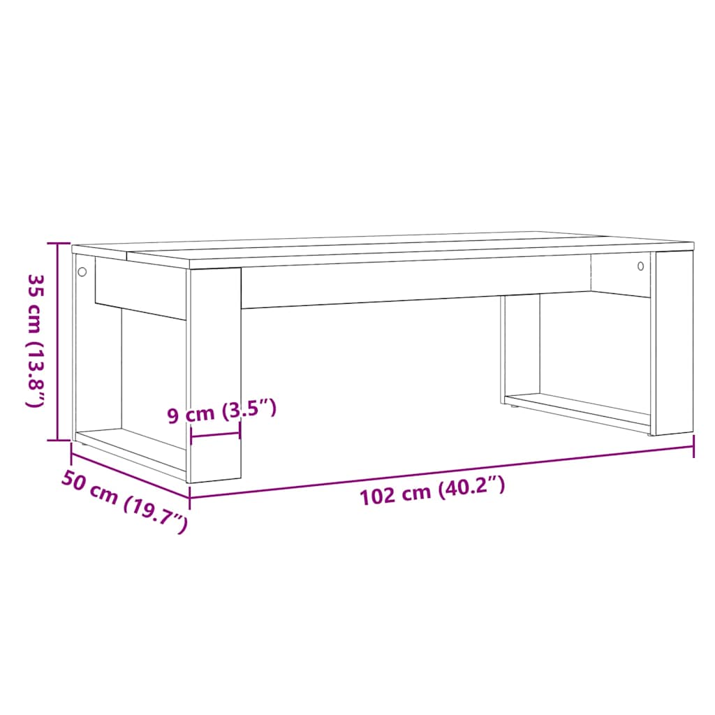 Kava Stol Crni hrast 102 x 50 x 35 cm Konstruirano drvo