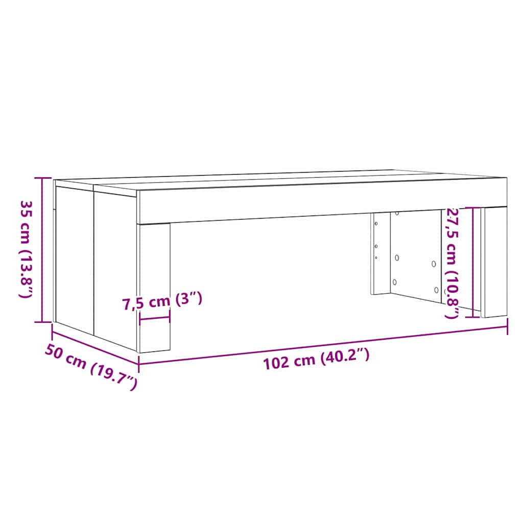 Kava Stol Crni hrast 102 x 50 x 35 cm Konstruirano drvo