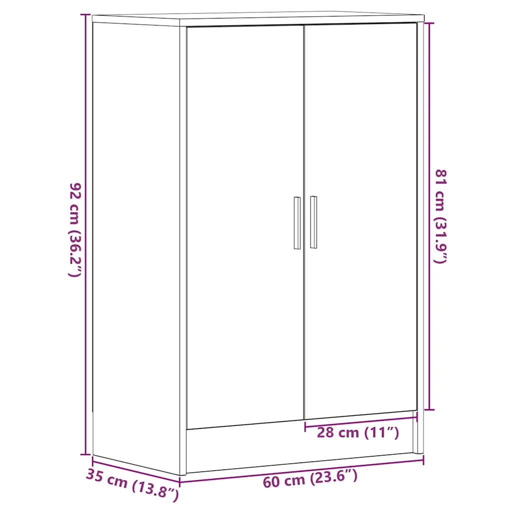 Ormarić za cipele crni hrast 60 x 35 x 92 cm od iverice