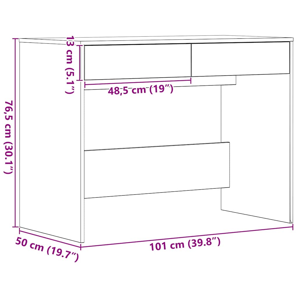 Radni stol Crni hrast 101x50x76,5 cm Konstruirano drvo