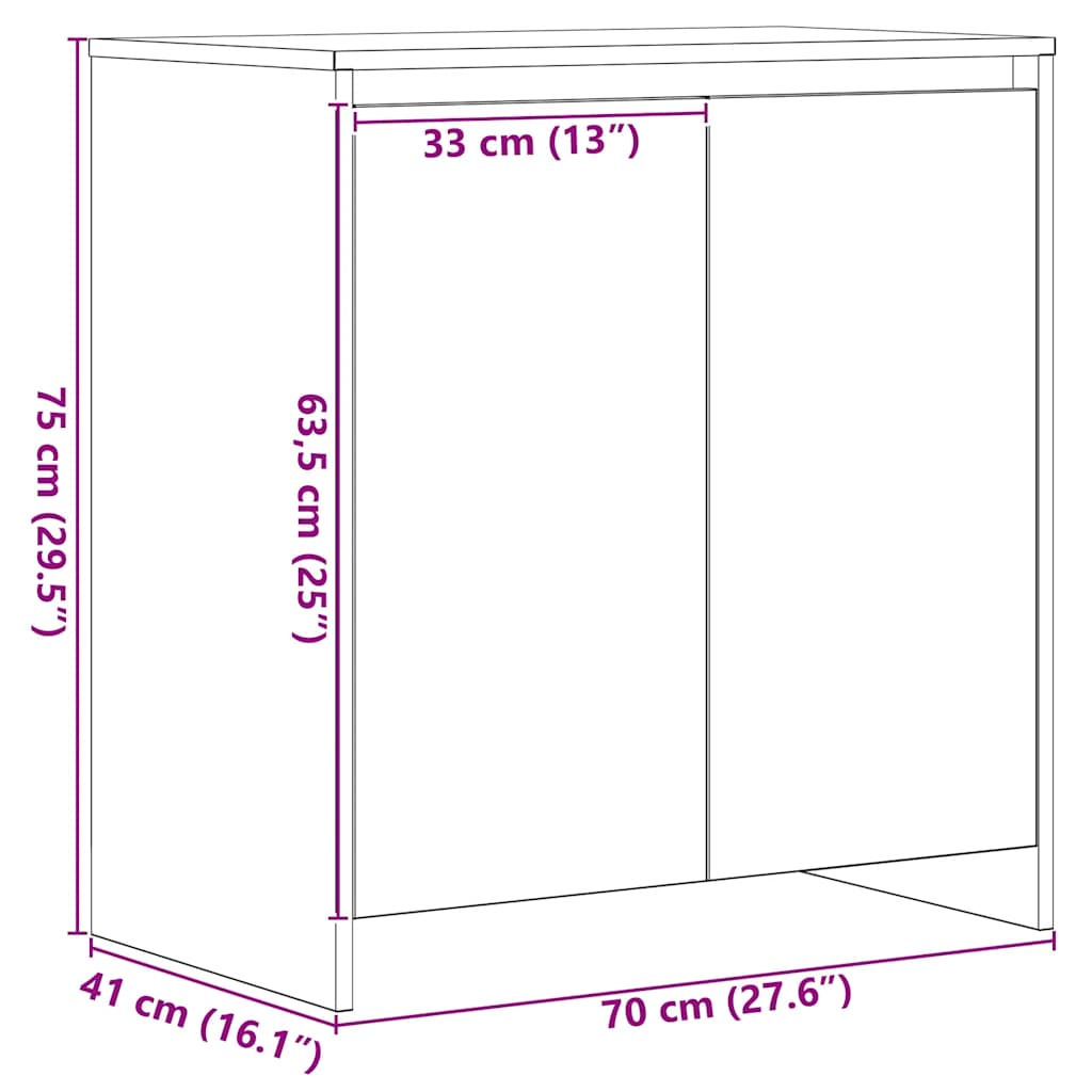 Komoda crni hrast 70x41x75 cm Inženirsko drvo