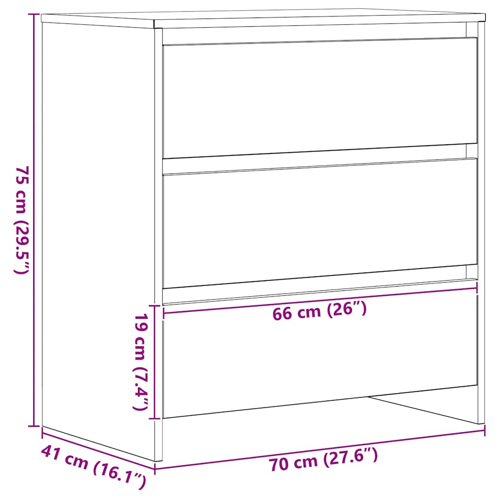 Komoda crni hrast 70x41x75 cm Inženirsko drvo