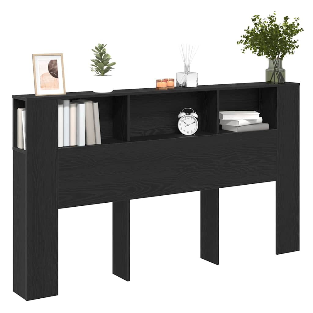 Glava kreveta s ormarićem Crni hrast 180 x 18,5 x 102,5 cm