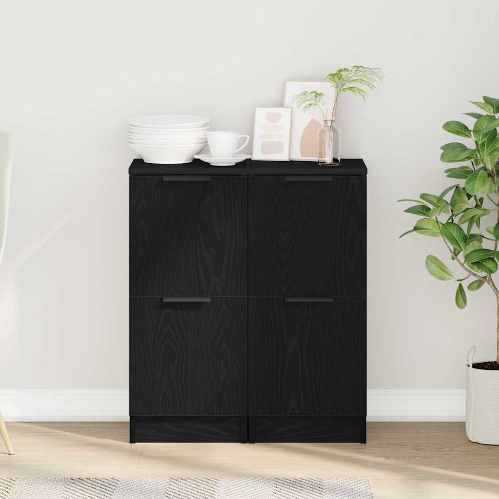 Kreveta 2 pcs Crni hrast 30 x 30 x 70 cm Konstruirano drvo