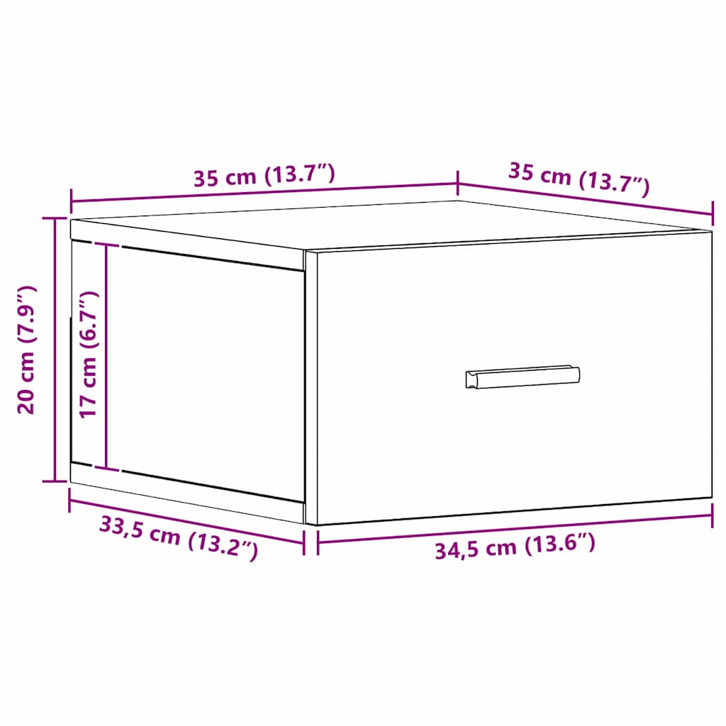 Wall-mounted noćni ormarić Zidne Crni hrast 35 x 35 x 20 cm