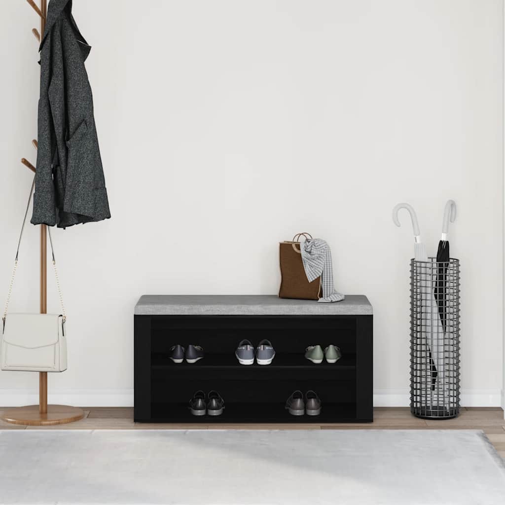 Klupa za cipele crni hrast 100x35x45 cm inženjerski drvo