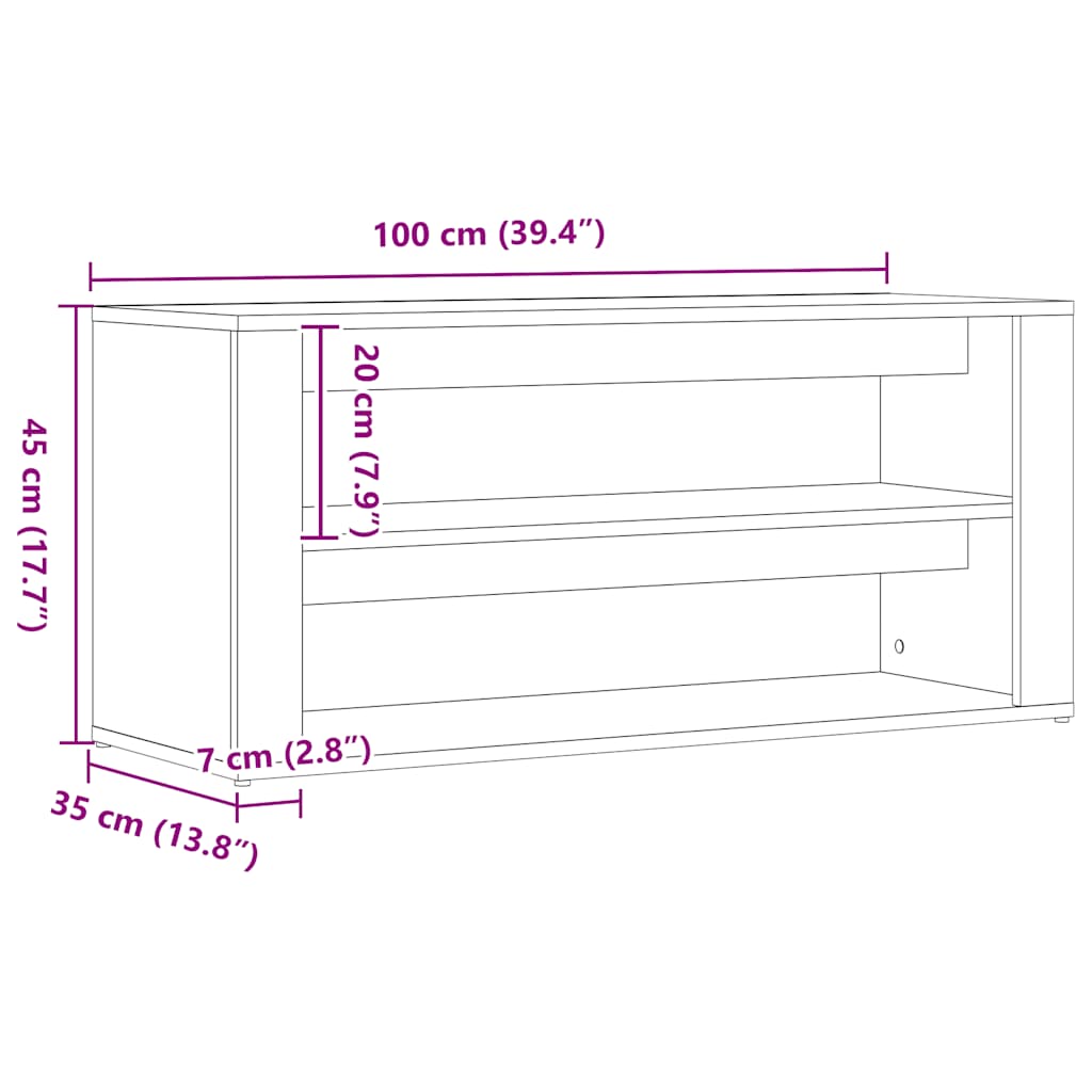 Klupa za cipele crni hrast 100x35x45 cm inženjerski drvo
