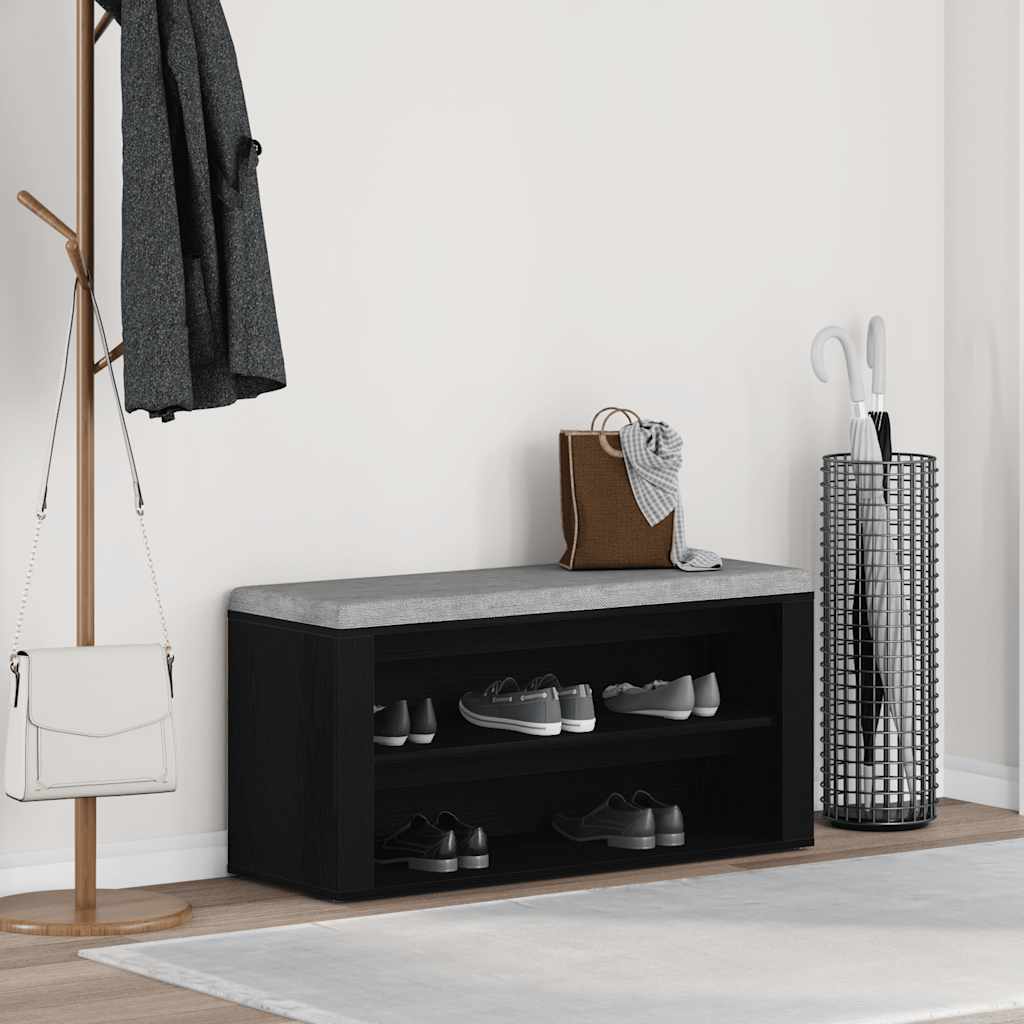 Klupa za cipele crni hrast 100x35x45 cm inženjerski drvo