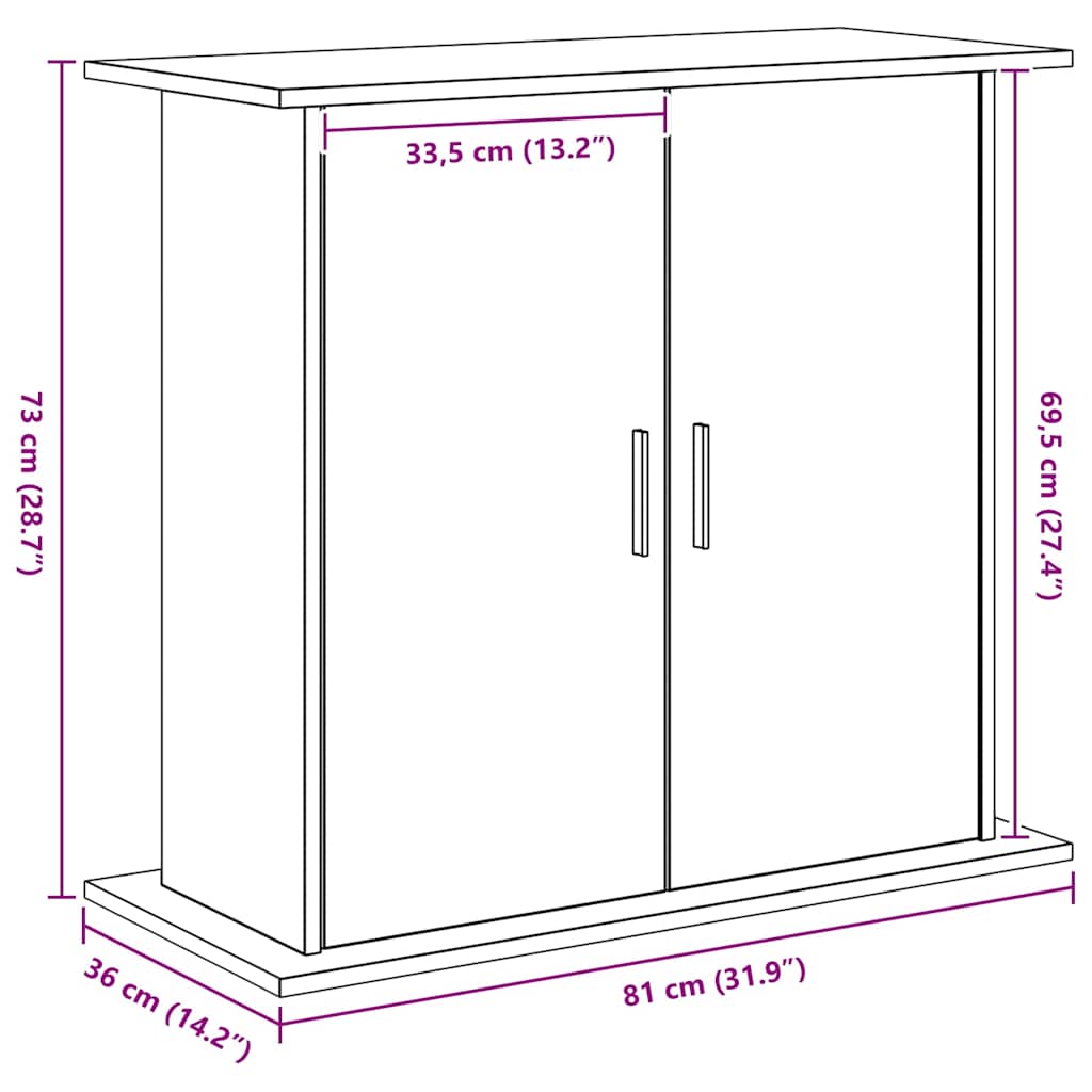 Stalak za akvarij crni hrast 81x36x73 cm Konstruirano drvo