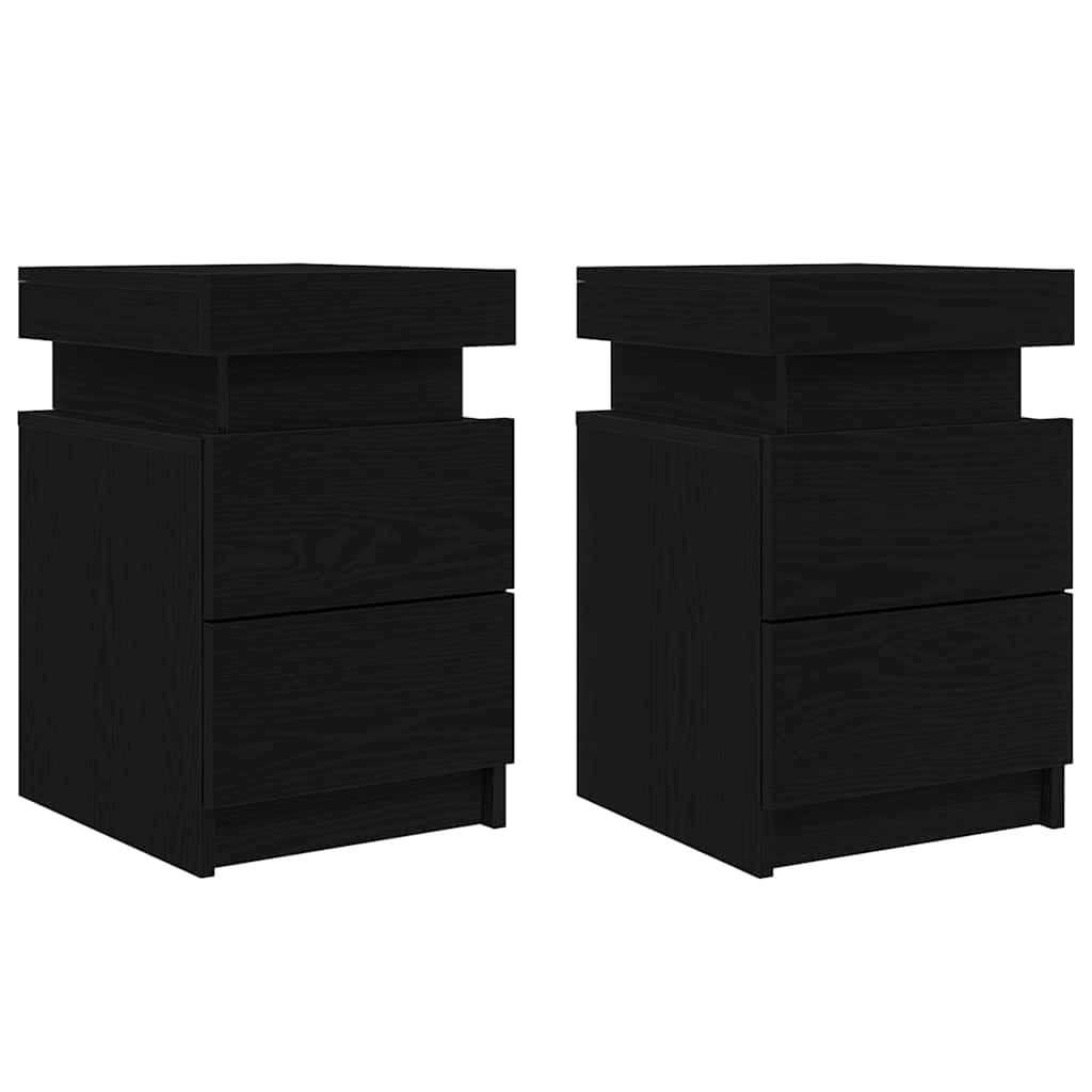 Noćni ormar 2 pcs Crni hrast 35 x 39 x 55 cm Konstruirano drvo