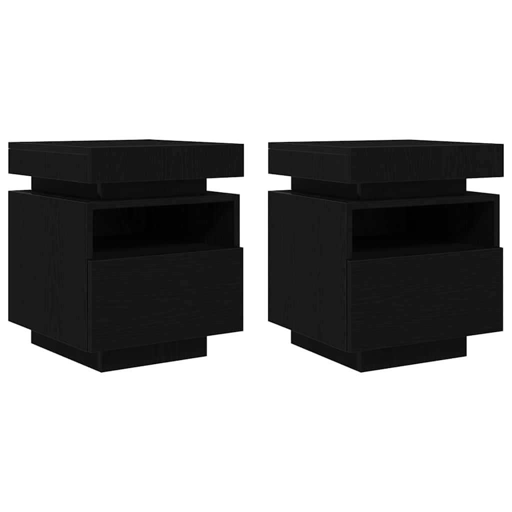 Noćni ormar s ladicama 2 pcs Crni hrast 40 x 39 x 48,5 cm