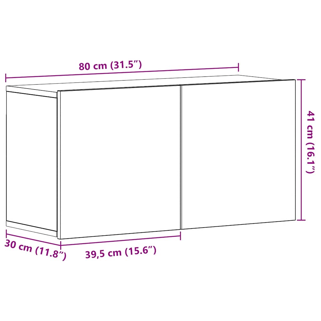 TV ormarić crni hrast 80x30x41 cm inženjerski drvo