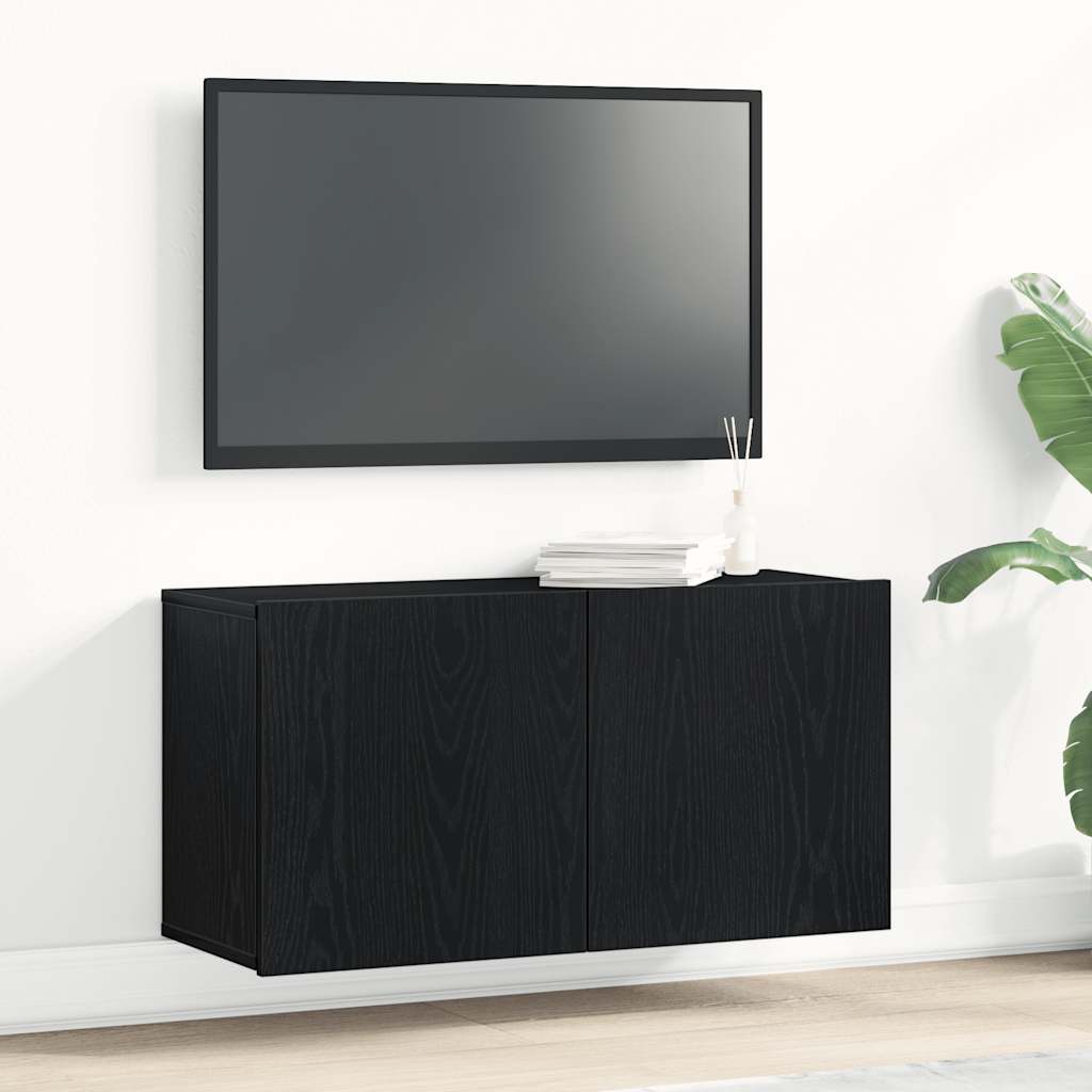 TV ormarić crni hrast 80x30x41 cm inženjerski drvo