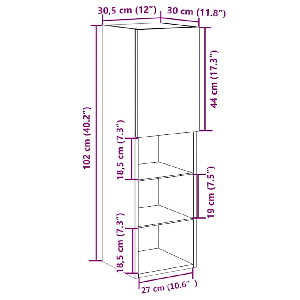Set TV komoda Crni hrast 30,5 x 30 x 102 cm Konstruirano drvo