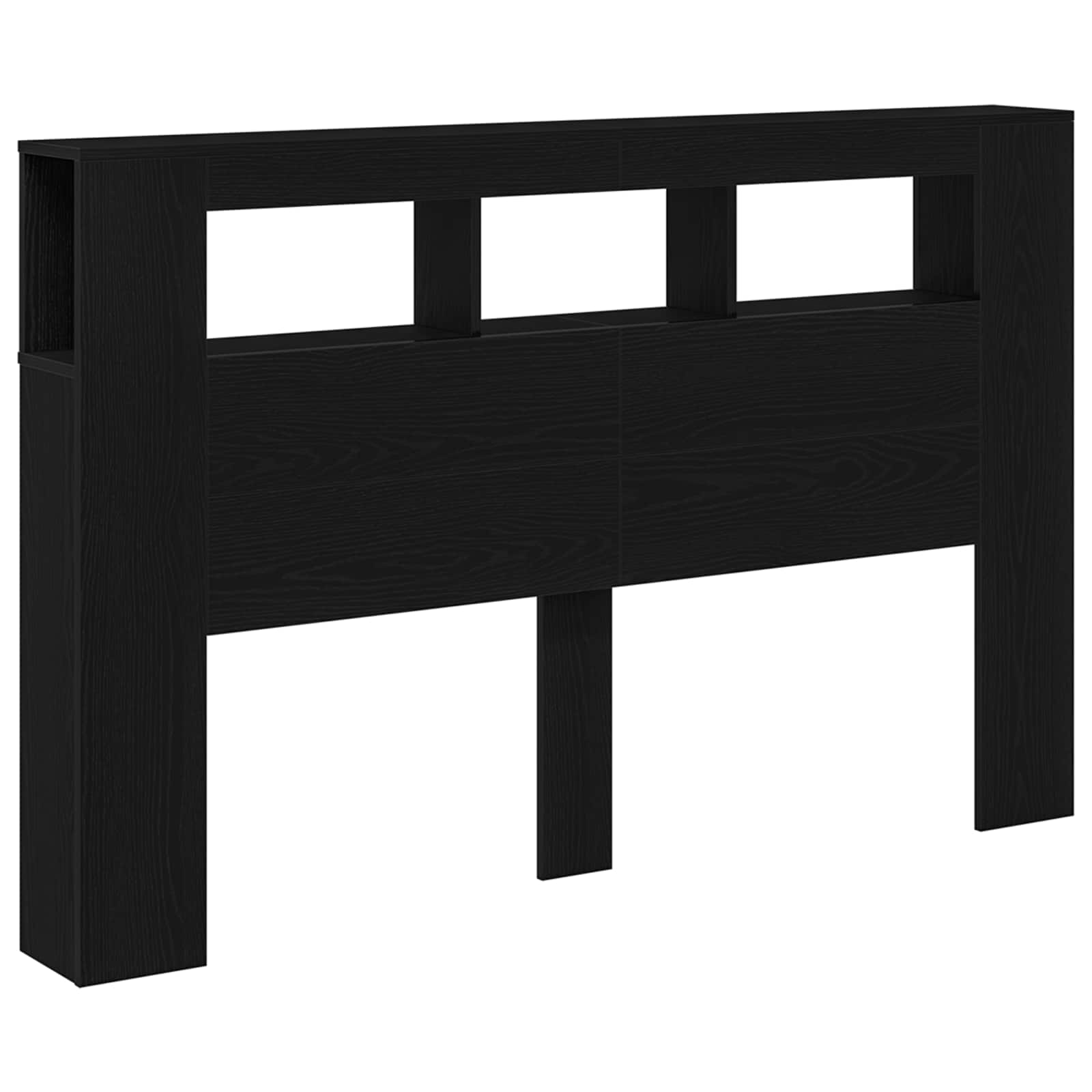 LED glava kreveta s policom Crni hrast 160 x 18,5 x 103,5 cm