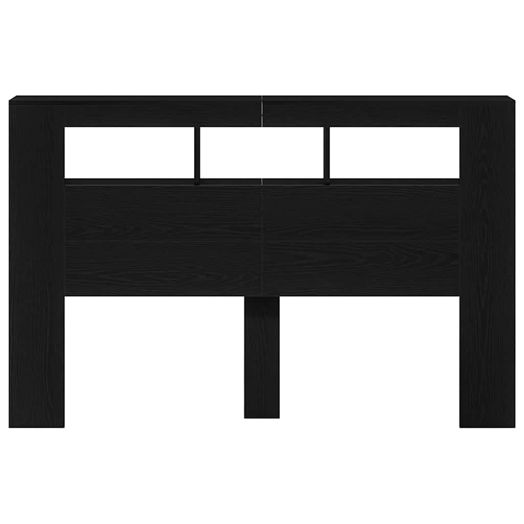LED glava kreveta s policom Crni hrast 160 x 18,5 x 103,5 cm