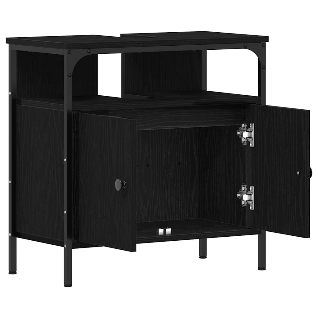 Ormarić za umivaonik u kupaonici crni hrast 60x30x60 cm inženjerski drvo