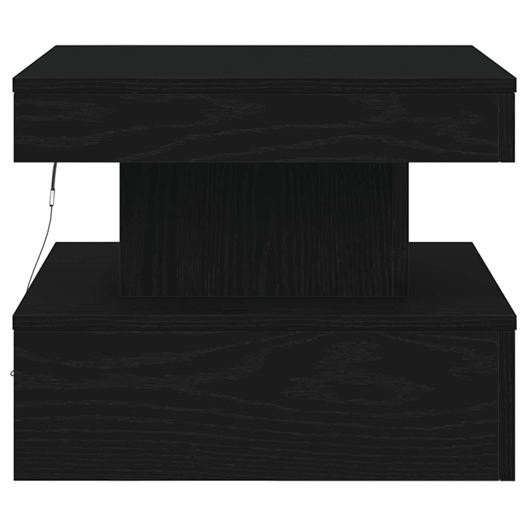 Klub stolić s LED svjetlima crni hrast 50x50x40 cm