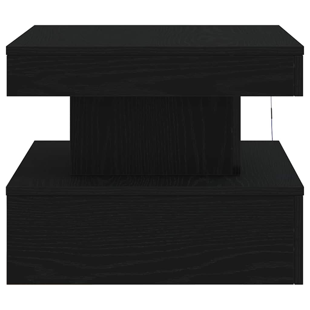 Klub stolić s LED svjetlima crni hrast 50x50x40 cm