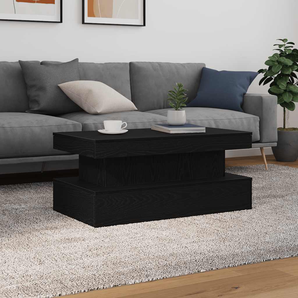 Klub stolić s LED svjetlima crni hrast 90x50x40 cm