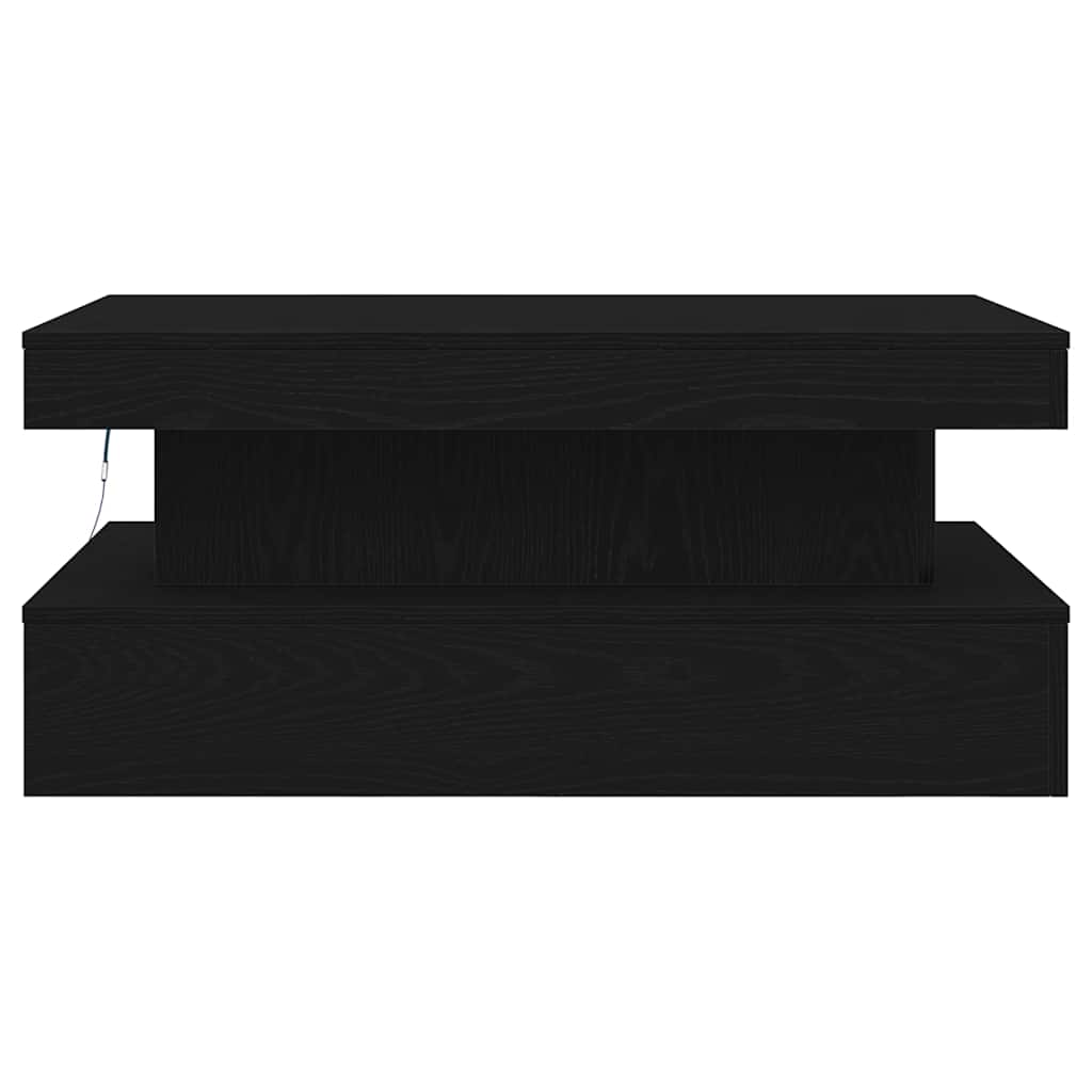 Klub stolić s LED svjetlima crni hrast 90x50x40 cm