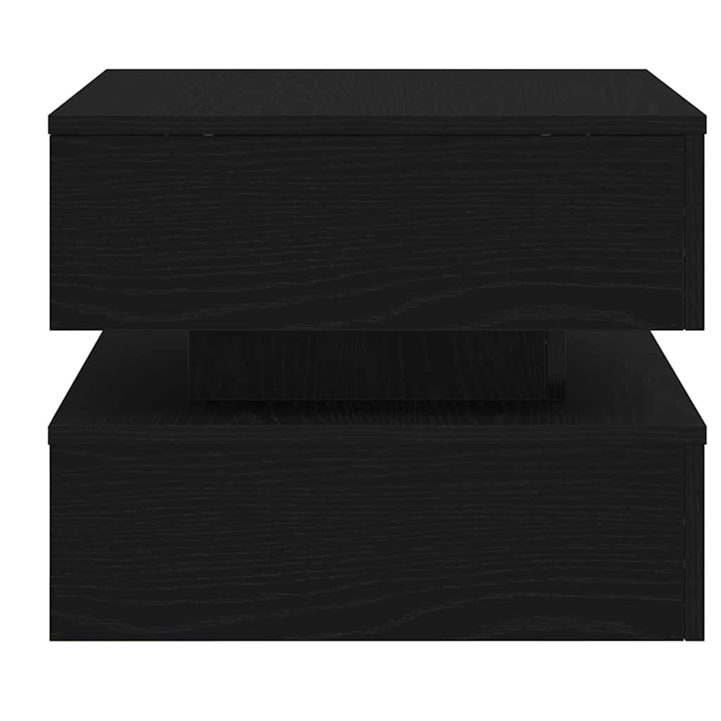 Klub stolić s LED svjetlima crni hrast 50x50x40 cm