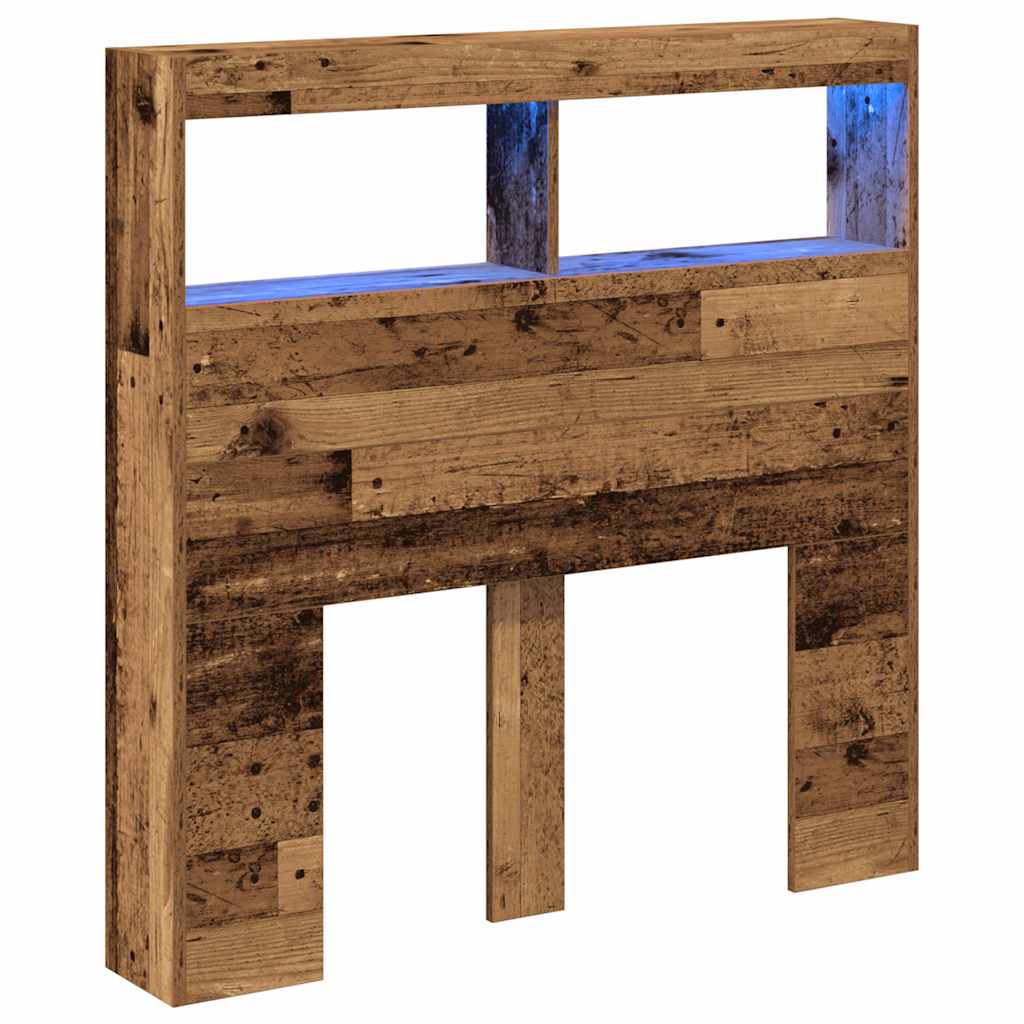 Ormarić za uzglavlje s LED svjetlima staro drvo 100x17x102 cm