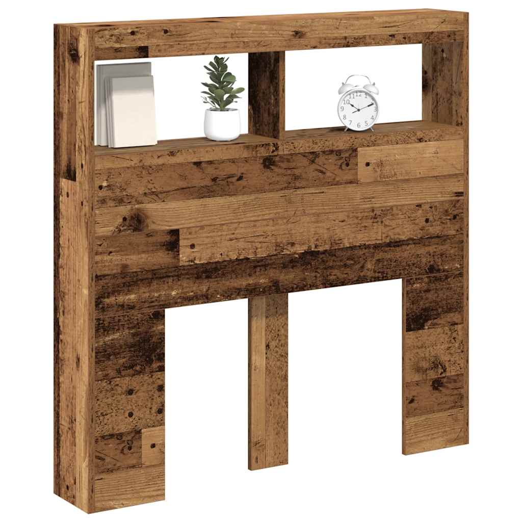 Ormarić za uzglavlje s LED svjetlima staro drvo 100x17x102 cm