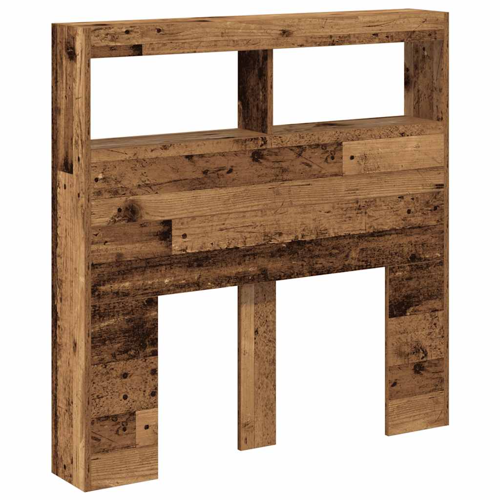 Ormarić za uzglavlje s LED svjetlima staro drvo 100x17x102 cm