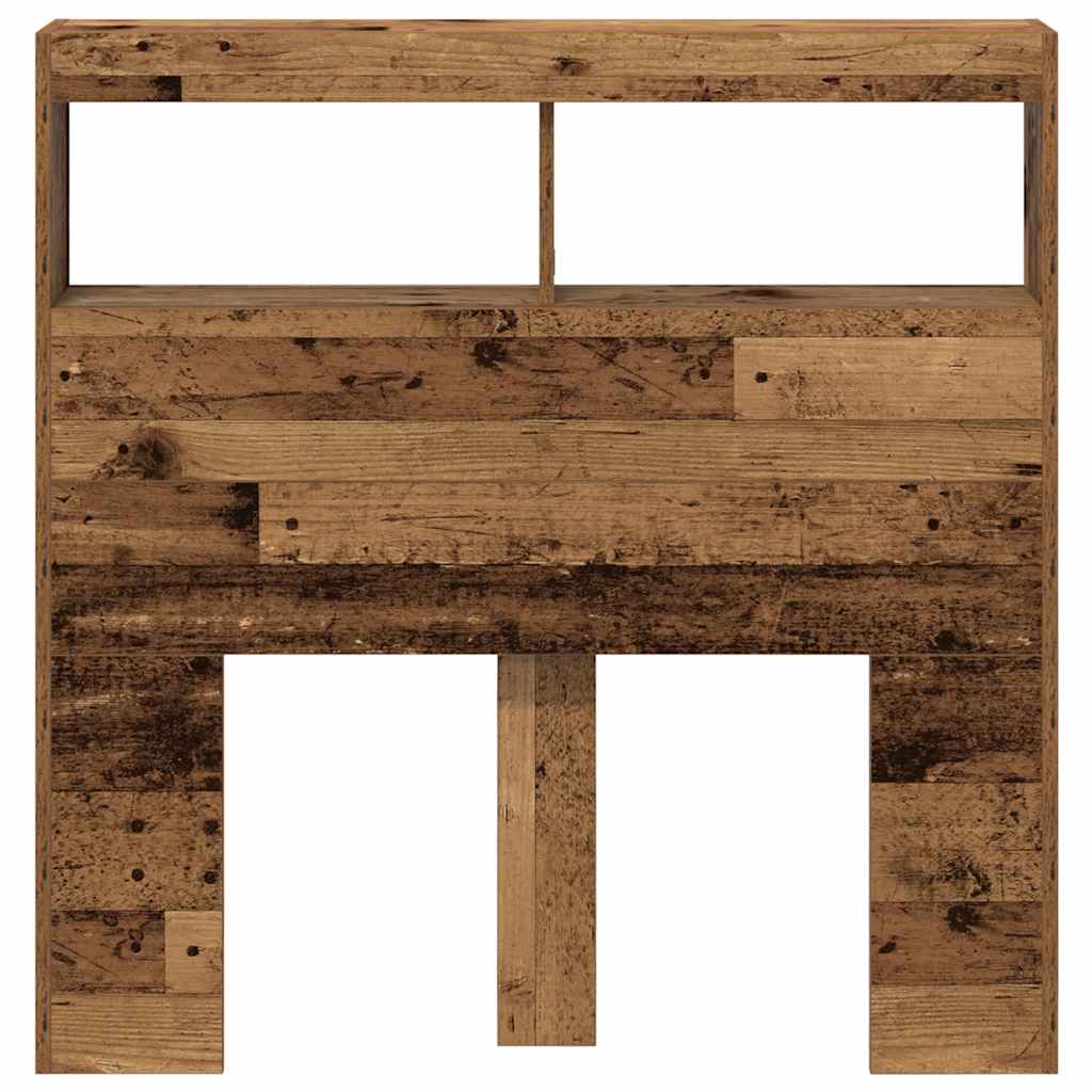 Ormarić za uzglavlje s LED svjetlima staro drvo 100x17x102 cm