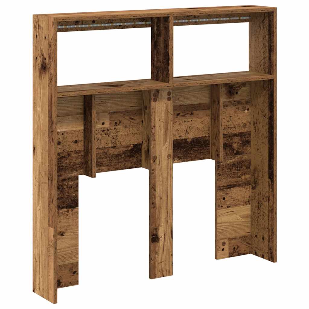 Ormarić za uzglavlje s LED svjetlima staro drvo 100x17x102 cm