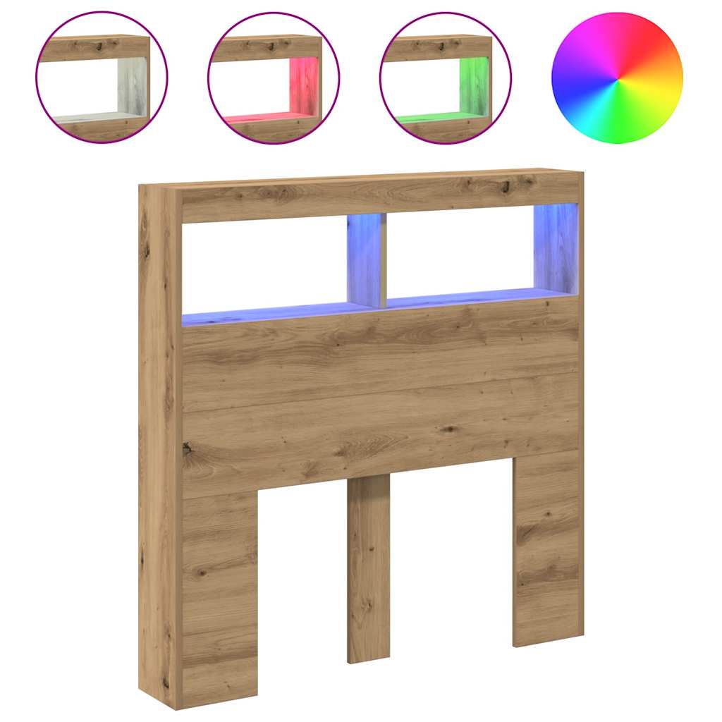 Ormarić za uzglavlje LED boja artisan hrast 100x17x102 cm