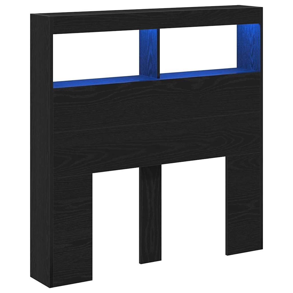 Ormarić za uzglavlje LED boja crni hrasta 100x17x102 cm