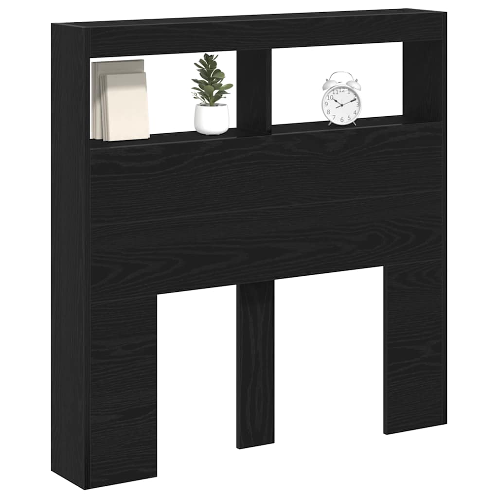 Ormarić za uzglavlje LED boja crni hrasta 100x17x102 cm