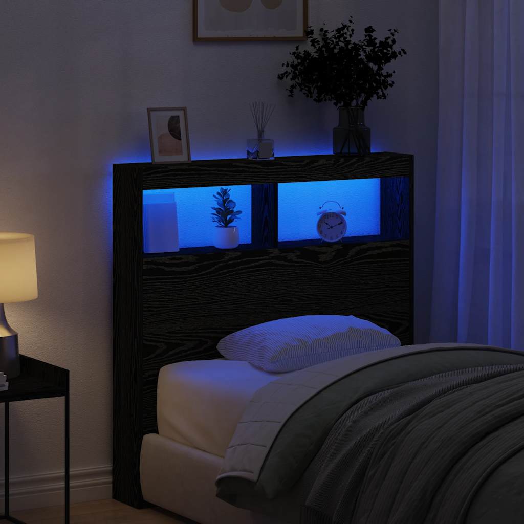 Ormarić za uzglavlje LED boja crni hrasta 100x17x102 cm