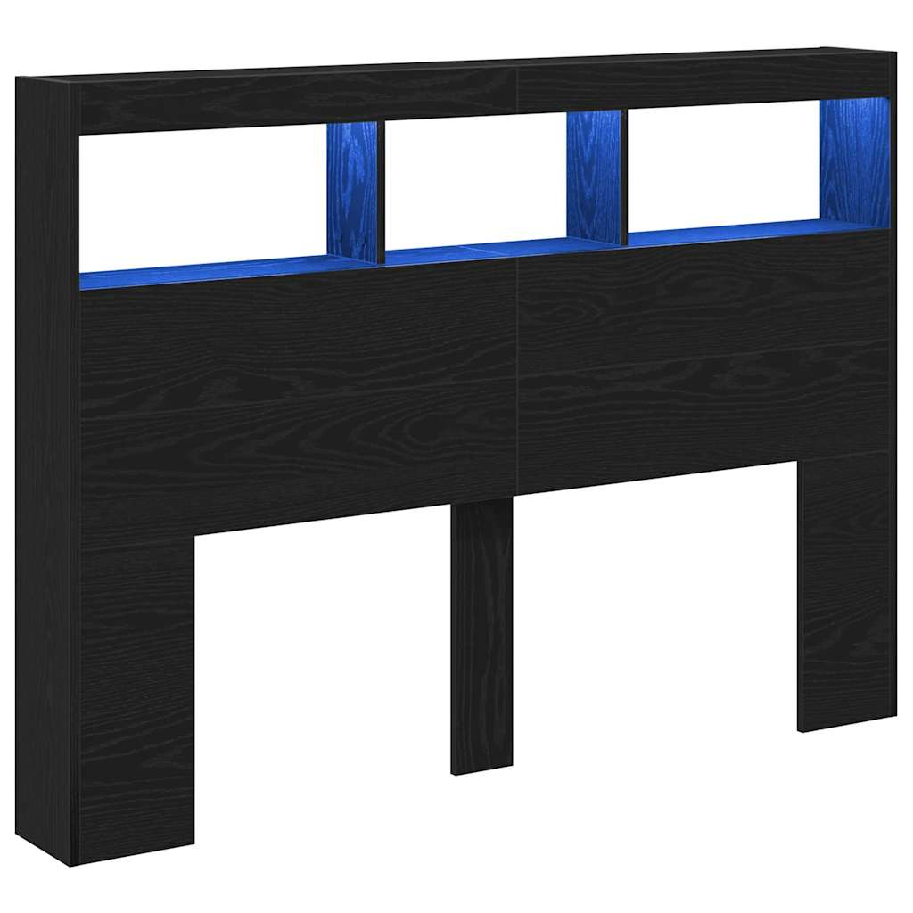 Ormarić za uzglavlje LED boja crni hrasta 140x17x102 cm