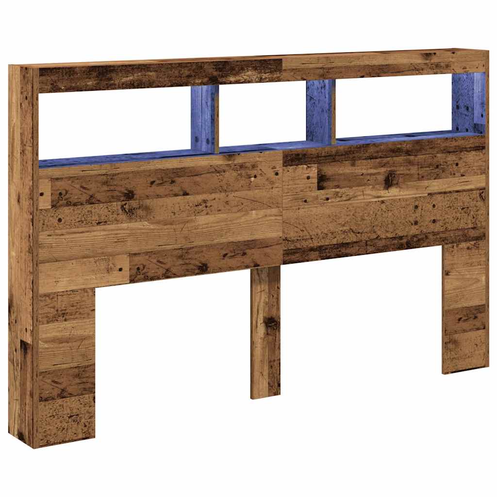Ormarić za uzglavlje s LED svjetlima staro drvo 160x17x102 cm