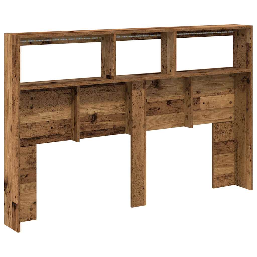 Ormarić za uzglavlje s LED svjetlima staro drvo 160x17x102 cm