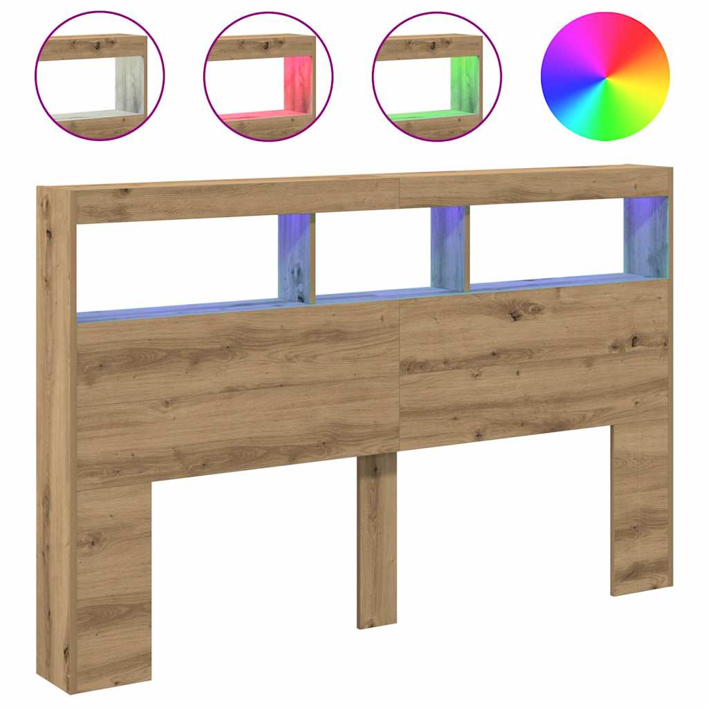 Ormarić za uzglavlje LED boja artisan hrast 160x17x102 cm