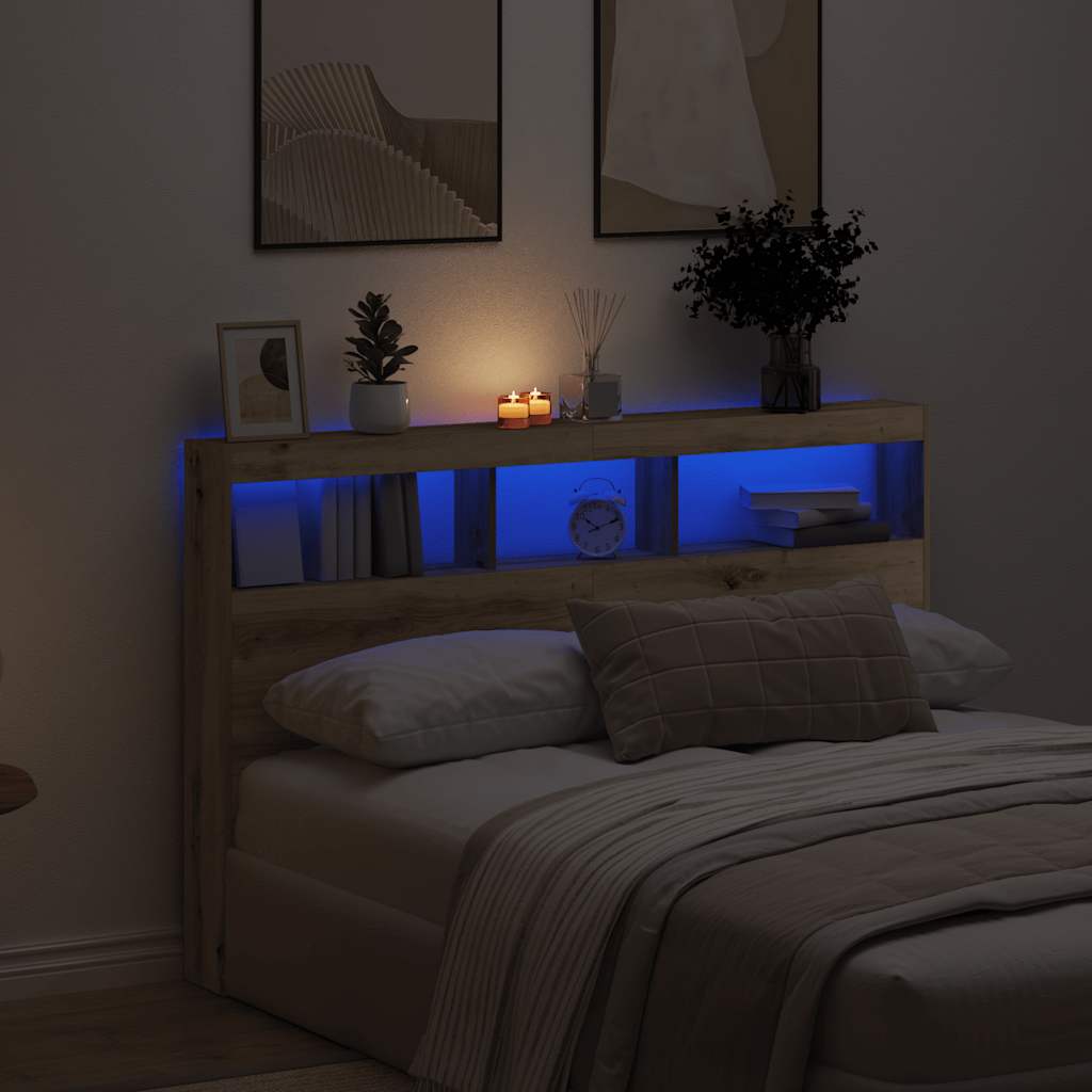 Ormarić za uzglavlje LED boja artisan hrast 160x17x102 cm