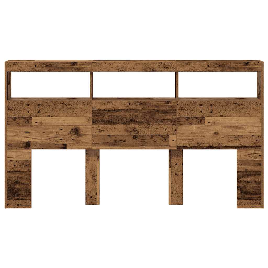 Ormarić za uzglavlje s LED svjetlima staro drvo 180x17x102 cm