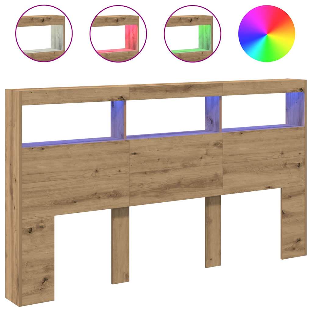 Ormarić za uzglavlje LED boja artisan hrast 180x17x102 cm