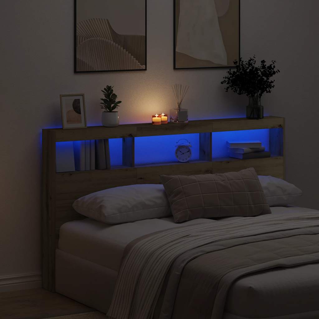 Ormarić za uzglavlje LED boja artisan hrast 180x17x102 cm