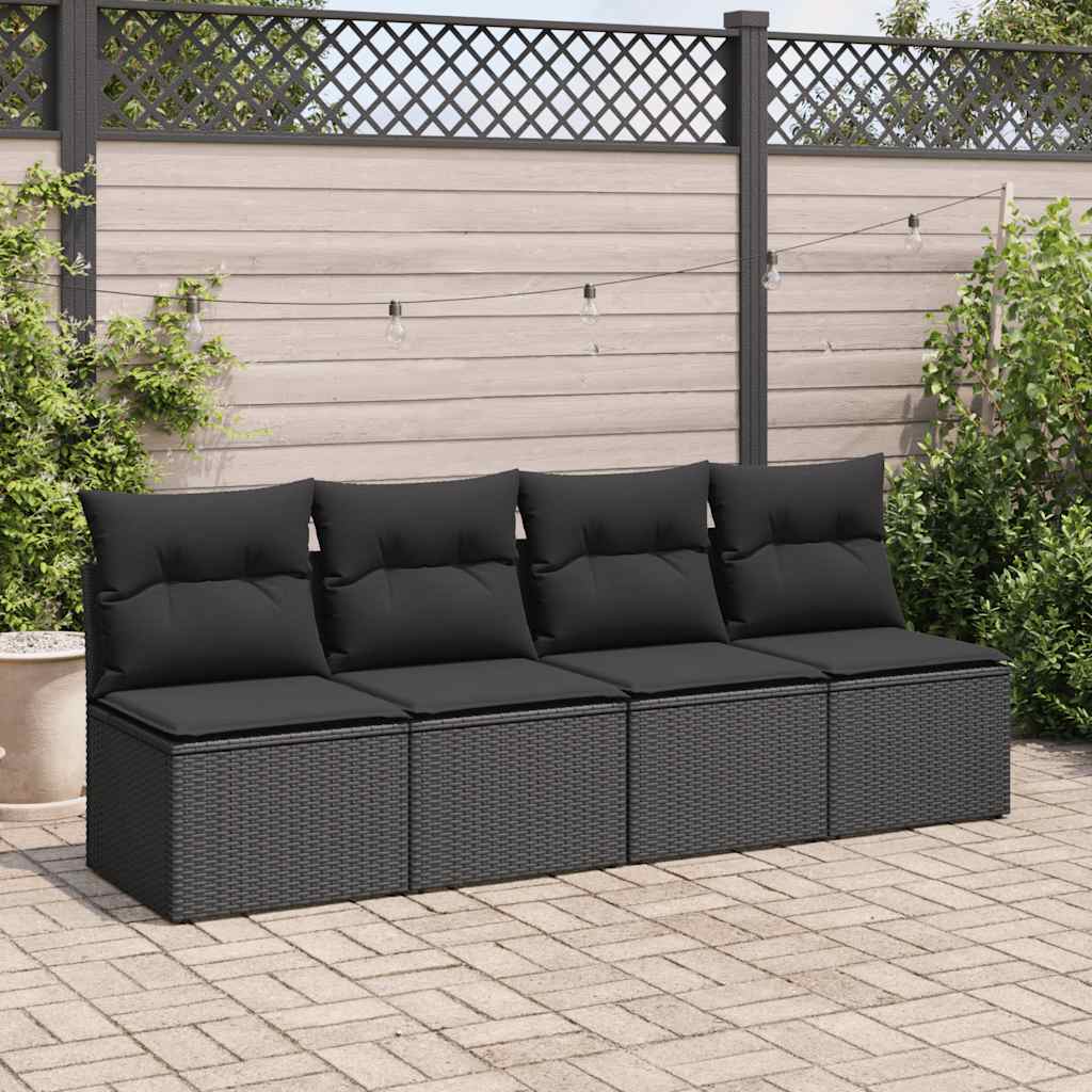 2-dijelni set vrtnih sofa s jastucima crni od poliratana bagrem