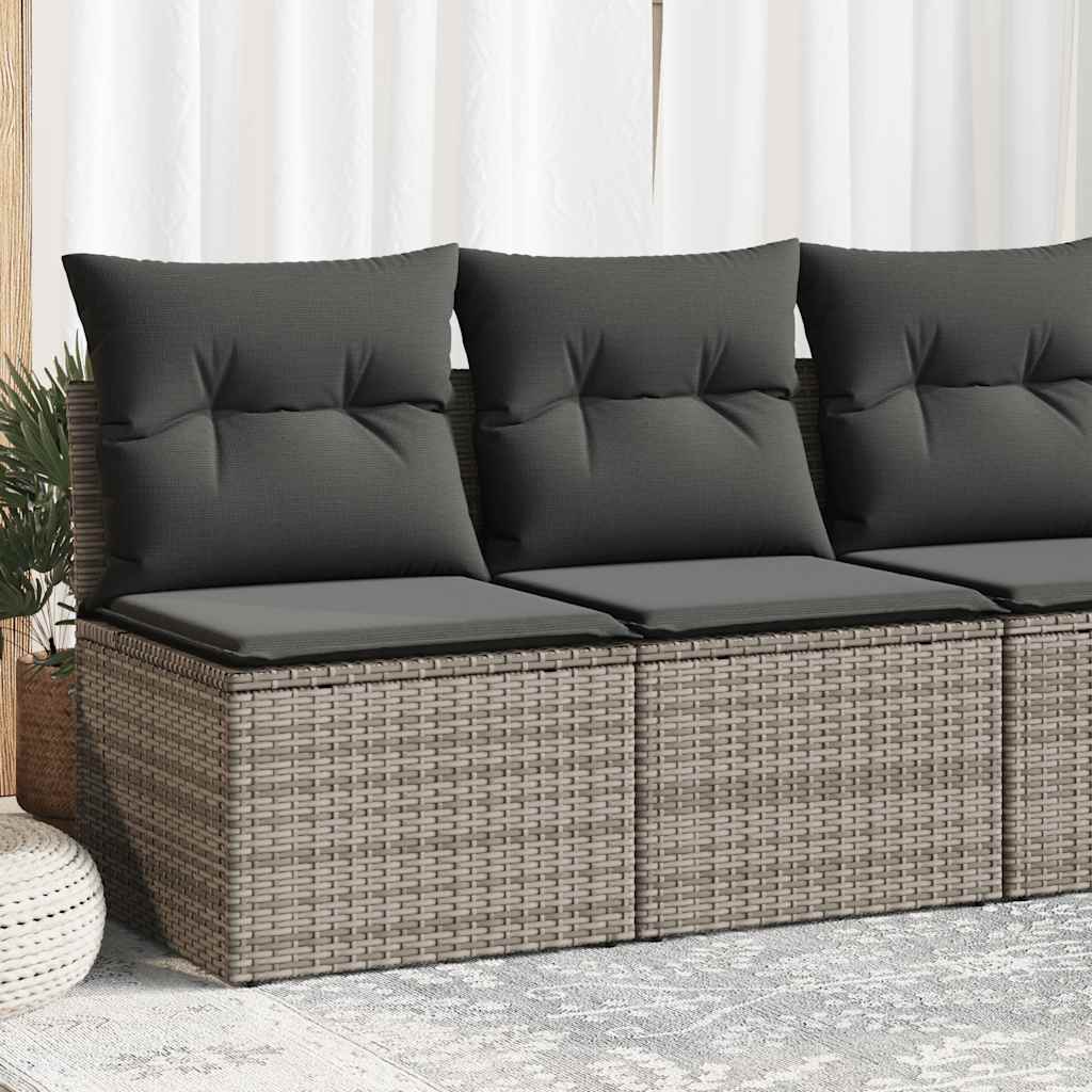 2-dijelni set vrtnih sofa poliratan i bagrem s jastucima sivi