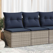 2-dijelni set vrtnih sofa poliratan i bagrem s jastucima sivi