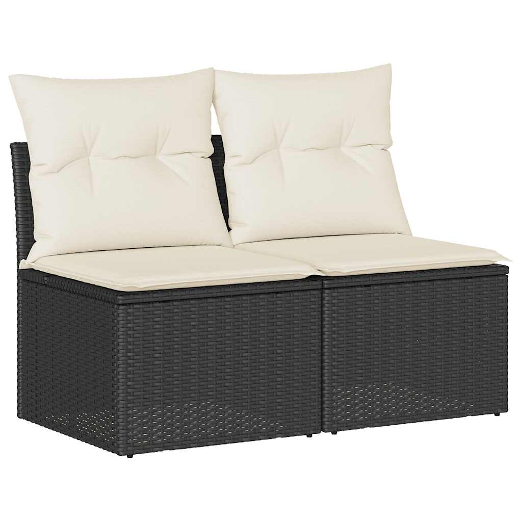 2-dijelni set vrtnih sofa s jastucima crni od poliratana bagrem